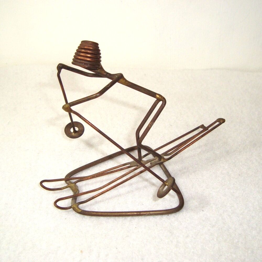 Vintage Rock Creek Metal Craft Art Sculpture Slalom Skier Hansen Idaho